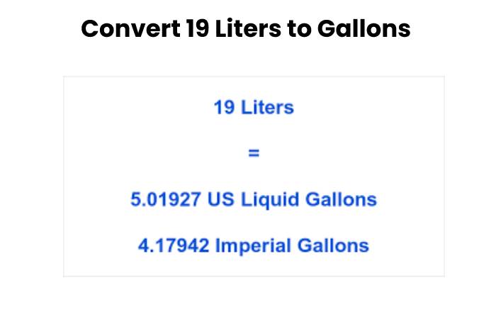 19 liters to gallons 