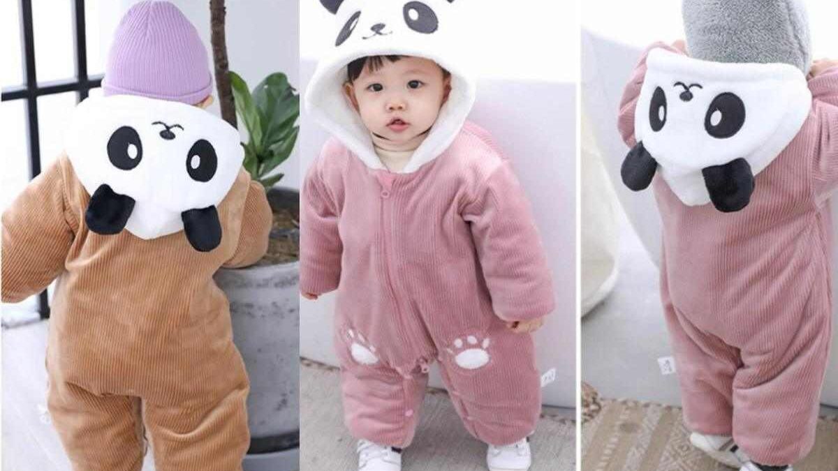 Rs 149 Bear Design Long-Sleeve Baby Jumpsuit Thespark Shop