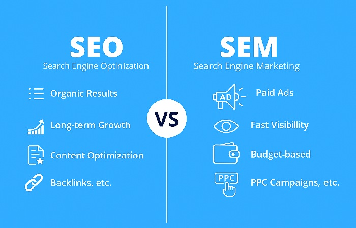 seo vs sem - main features